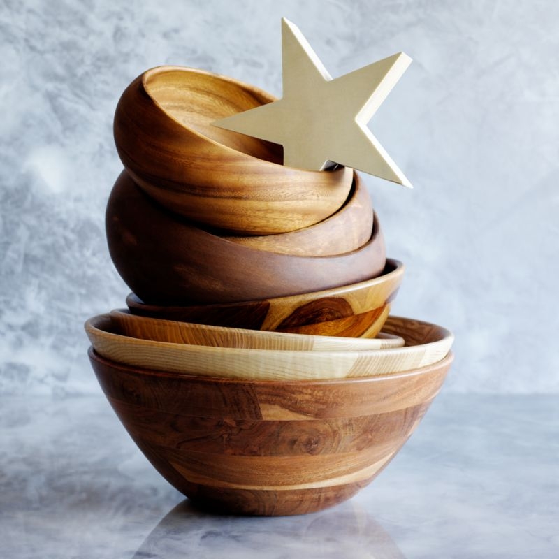 Carson 12" Acacia Wood Salad Serving Bowl - Image 1