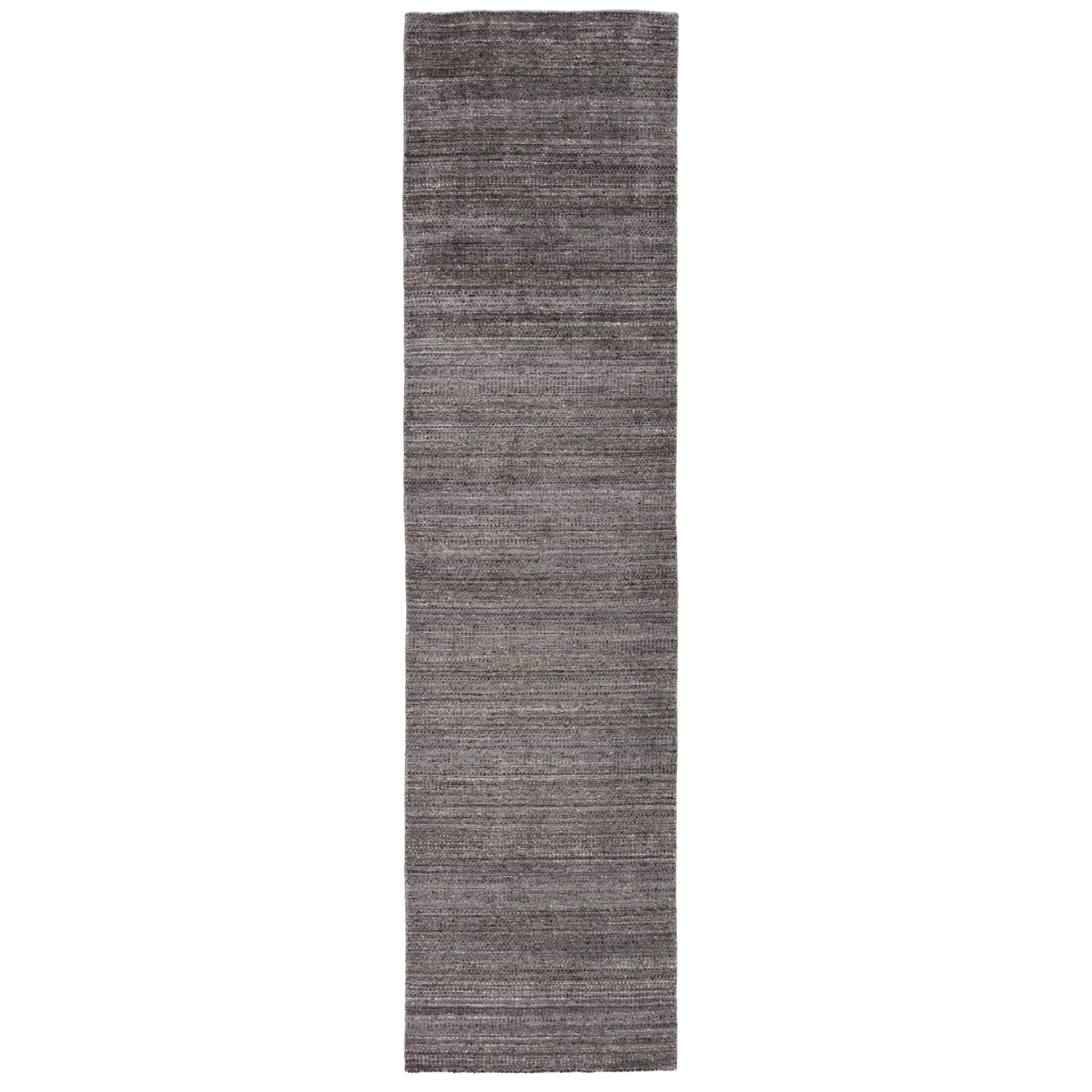 Minuit Handmade Geometric Gray/ Blue Runner Rug (3'X12') - Image 0