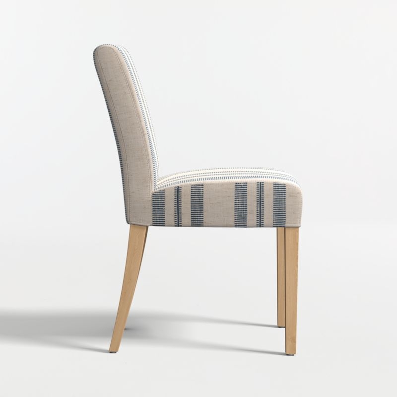 Lowe Indigo Stripe Upholstered Dining Chair with Natural Wood Legs - Image 4