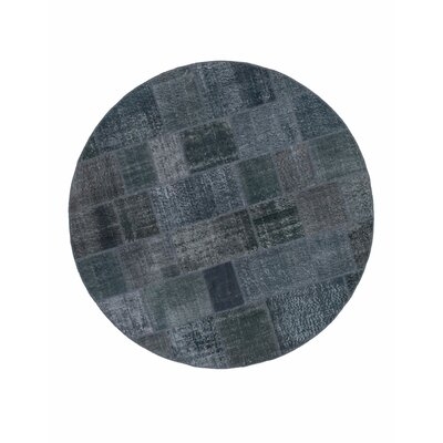 One-of-a-Kind Trosclair Hand-Knotted 1960s Turkish Gray 6' Round Area Rug - Image 0