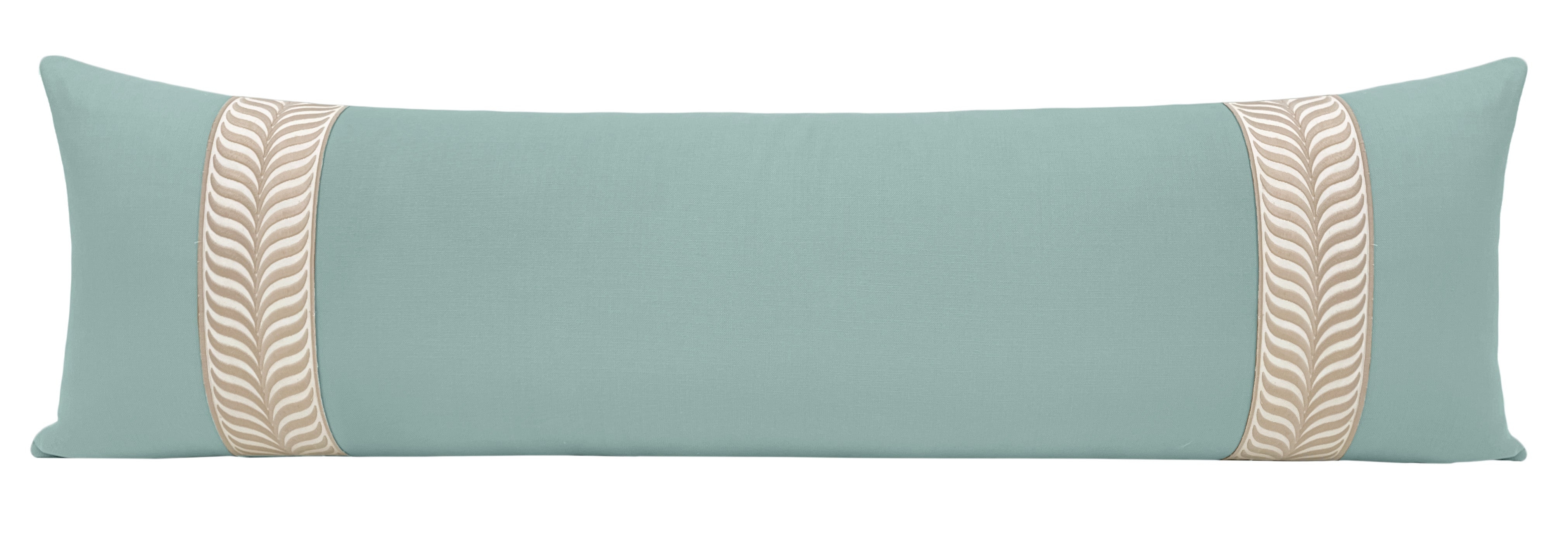 THE XL LUMBAR :: CLASSIC LINEN // SPA BLUE + TRELLIS TRIM // NATURAL - Sample 4" X 4" - Image 2