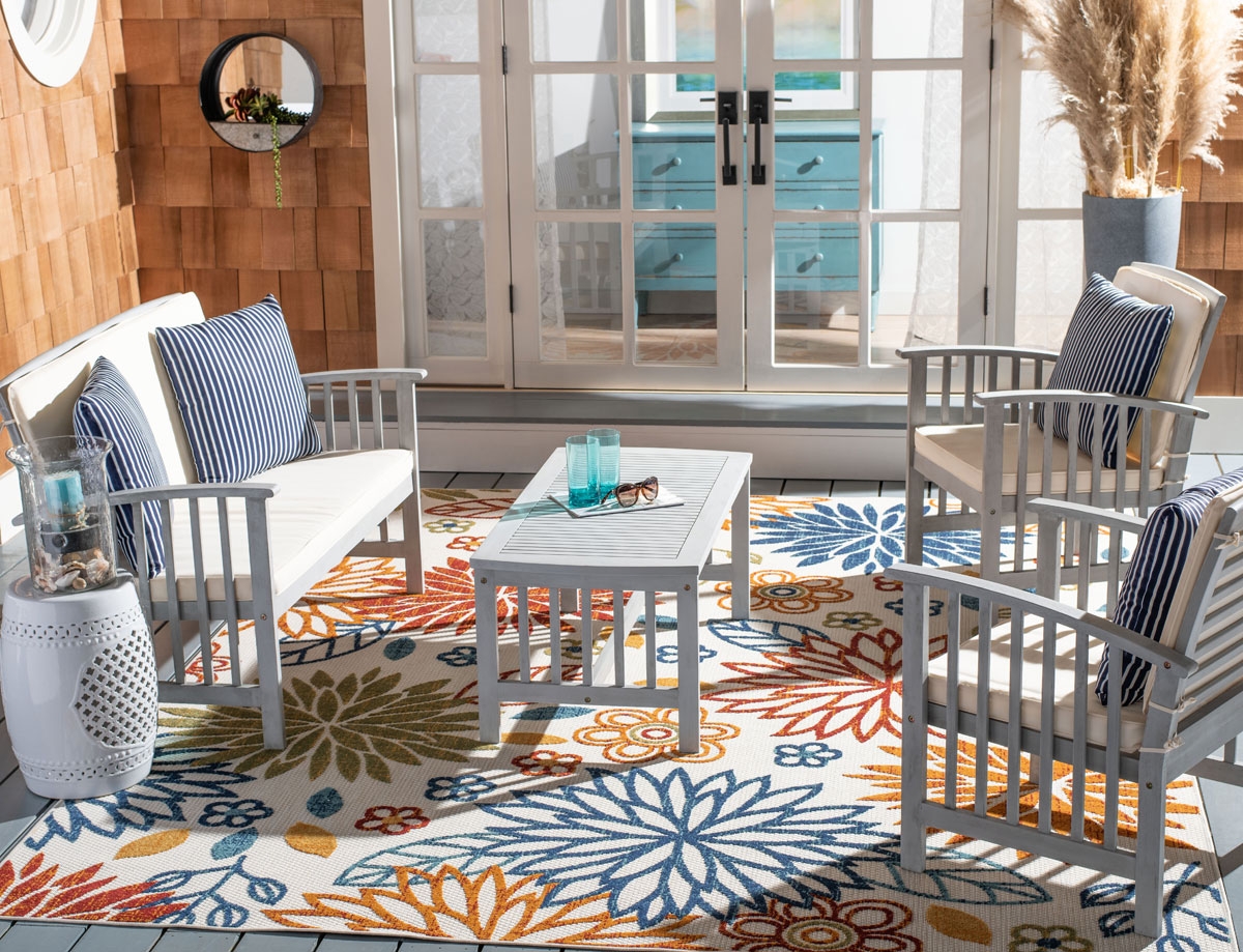 Rocklin 4 Pc Outdoor Set - Grey / Beige - Safavieh - Image 1