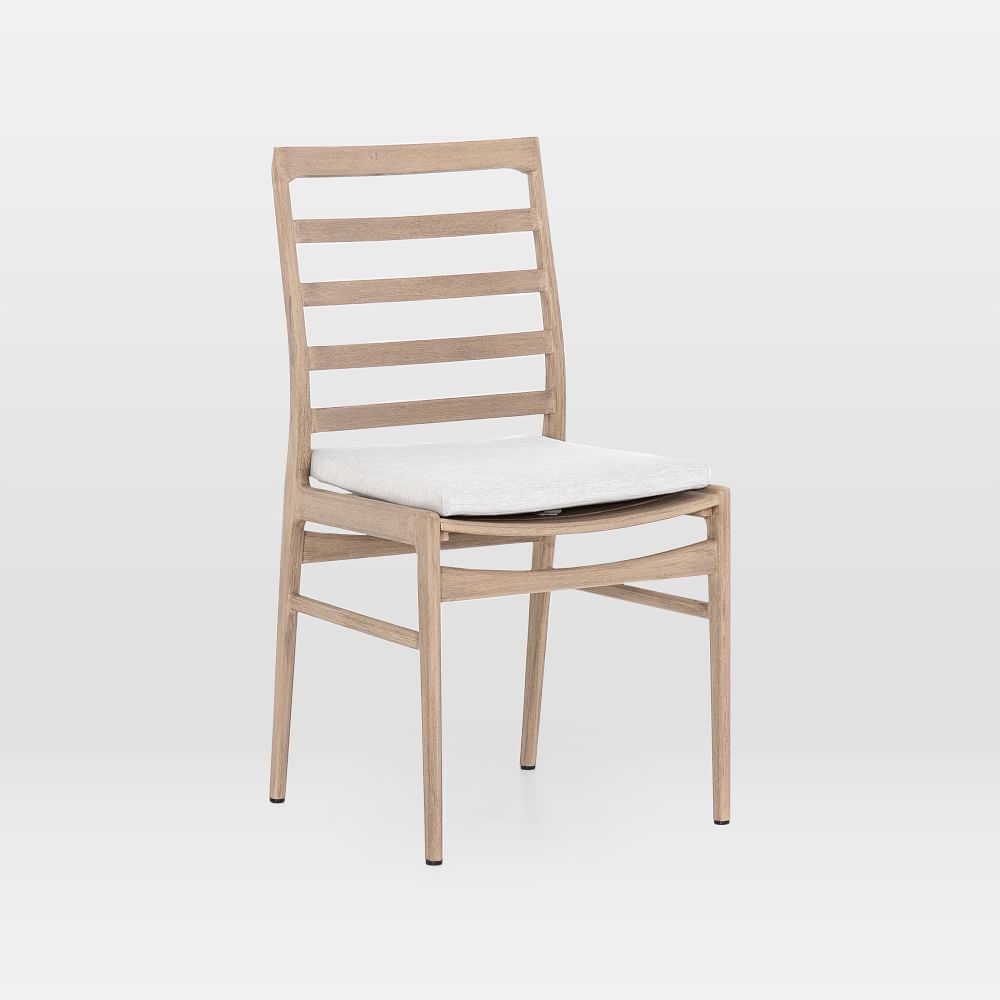 Teak Wood High-Back Outdoor Dining Chair, Washed Brown - Image 0