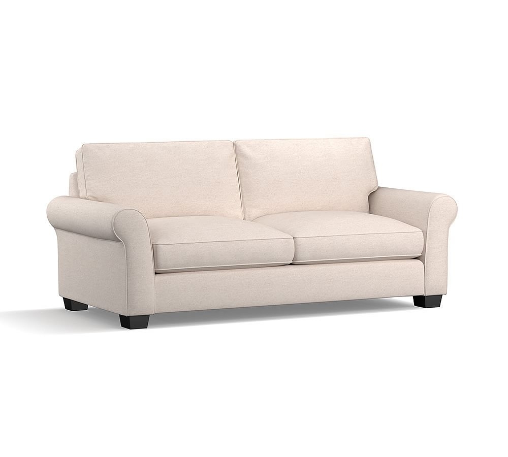 PB Comfort Roll Arm Upholstered Sleeper Sofa, Box Edge, Memory Foam Cushions, Performance Everydaylinen(TM) Graphite - Image 0