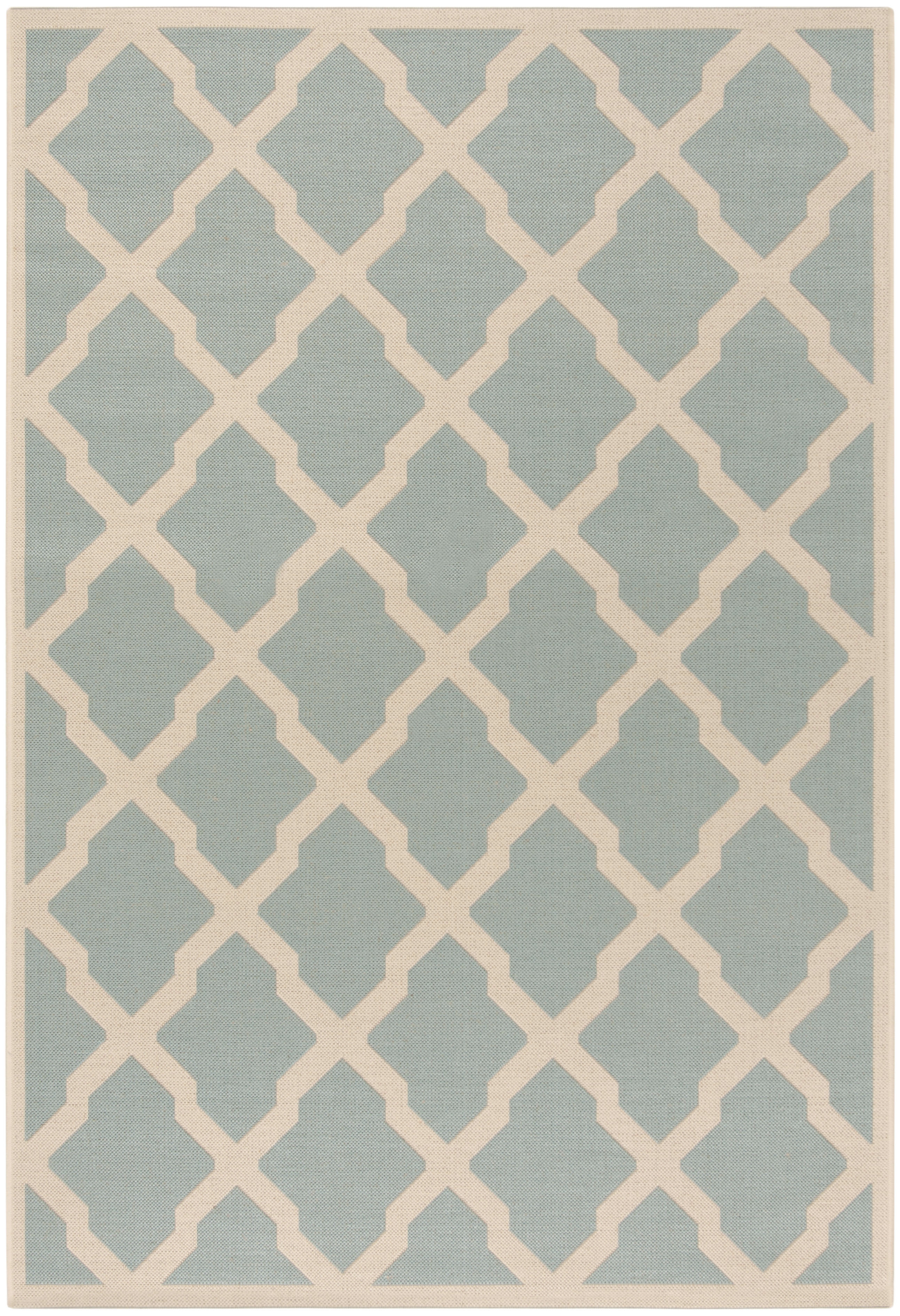 Arlo Home Indoor/Outdoor Woven Area Rug, LND122K, Aqua/Cream,  5' 1" X 7' 6" - Image 0