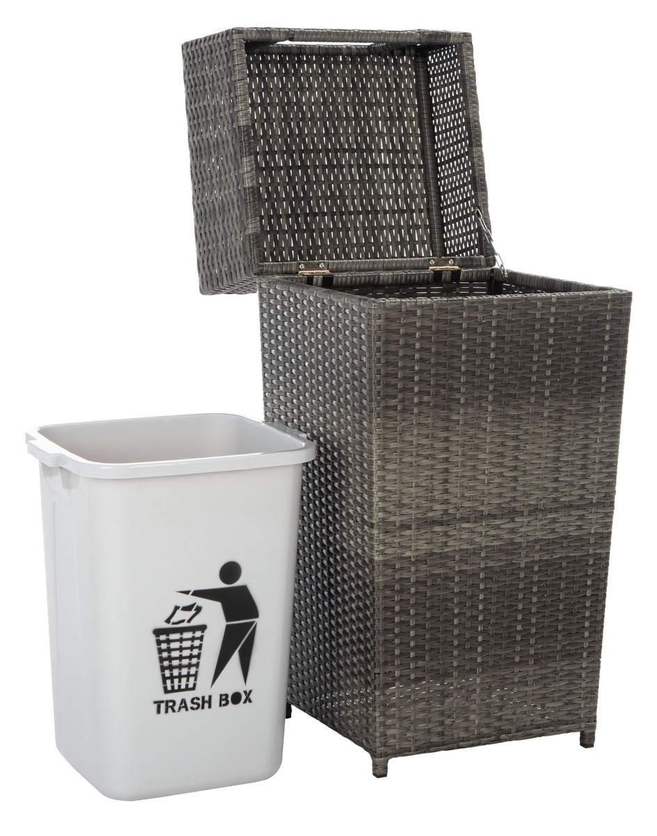 Mazeli Trash Bin - Grey Brown - Safavieh - Image 6