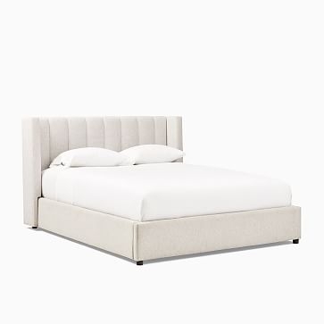 Shelter No Tufting, Low Profile Bed, Queen, Chenille Tweed, Silver, No-Show Leg - Image 1