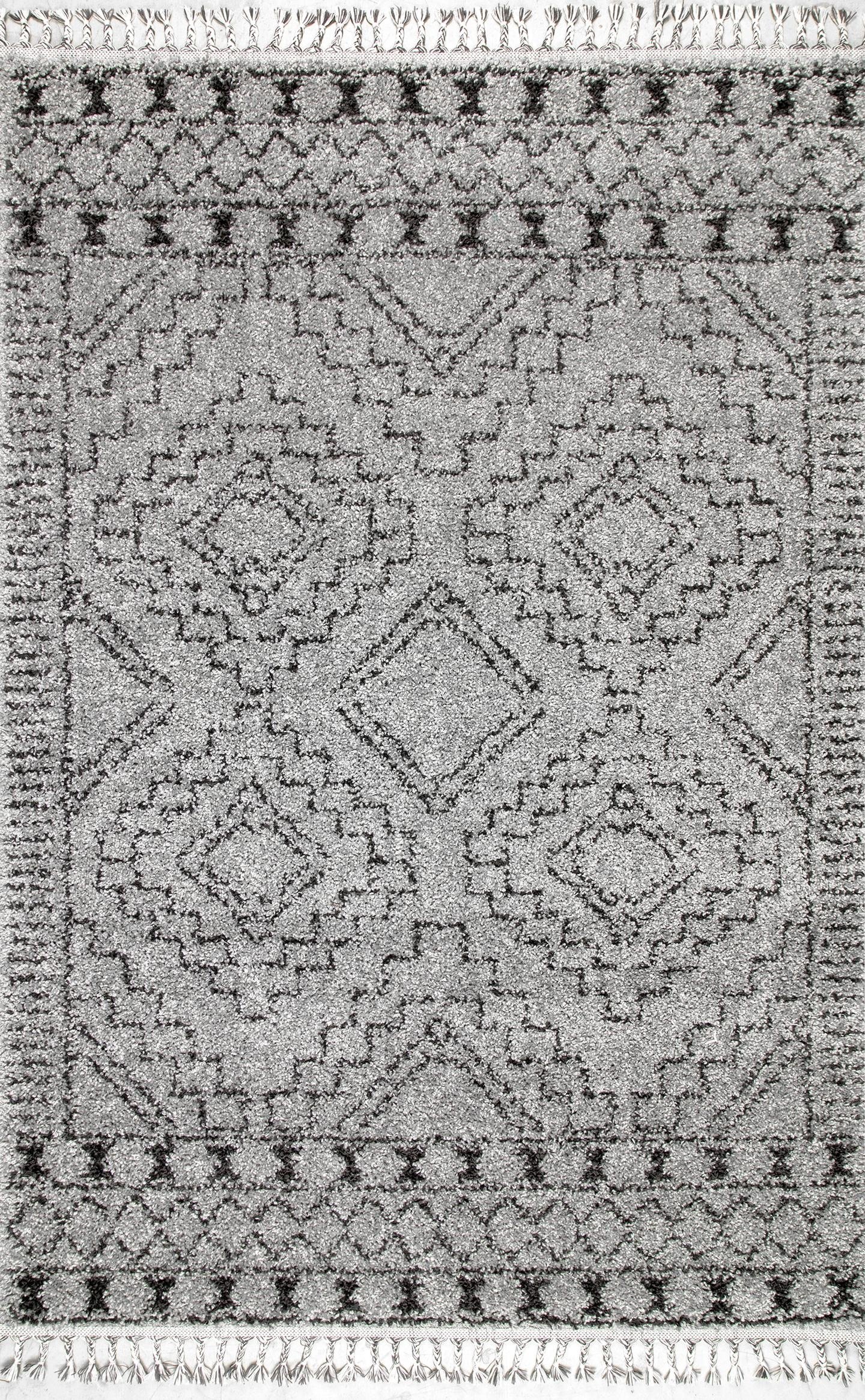 Vasiliki Moroccan Tribal Tassel Rug Area Rug - Image 1