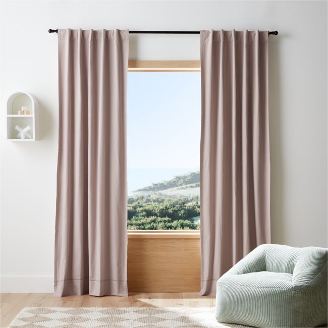 Rosy Lilac Embroidered Stitch Organic Cotton Blackout Curtain Panel 44"x63" - Image 0