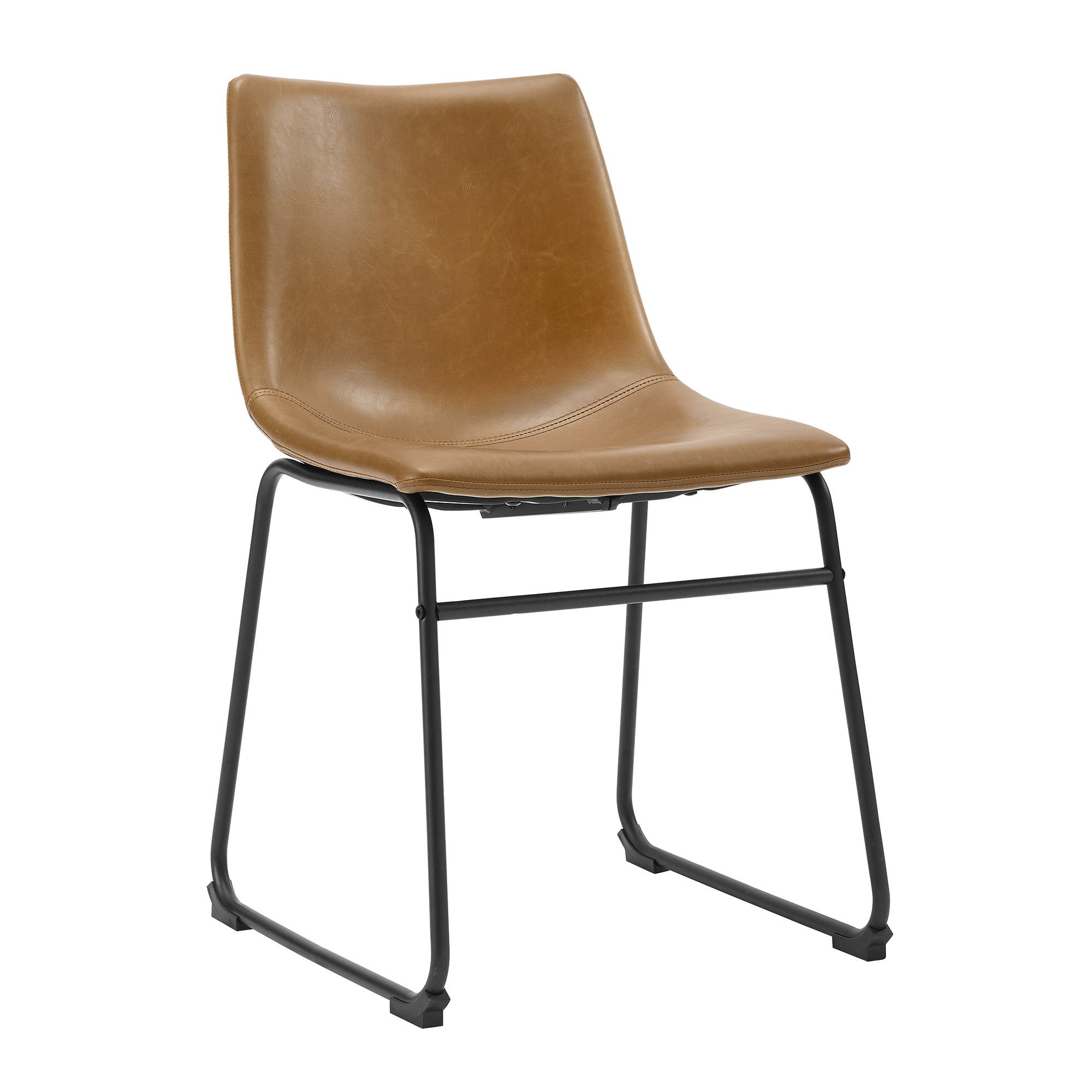 18" Industrial Faux Leather Dining Chair, Set of 2 - Whiskey Brown - Image 0