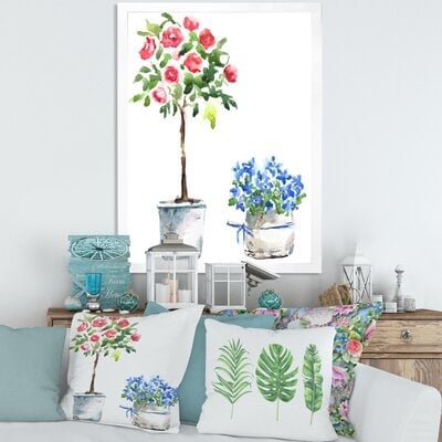 Blue And Red Houseplants - Traditional Canvas Wall Art Print FDP35479 - Image 0