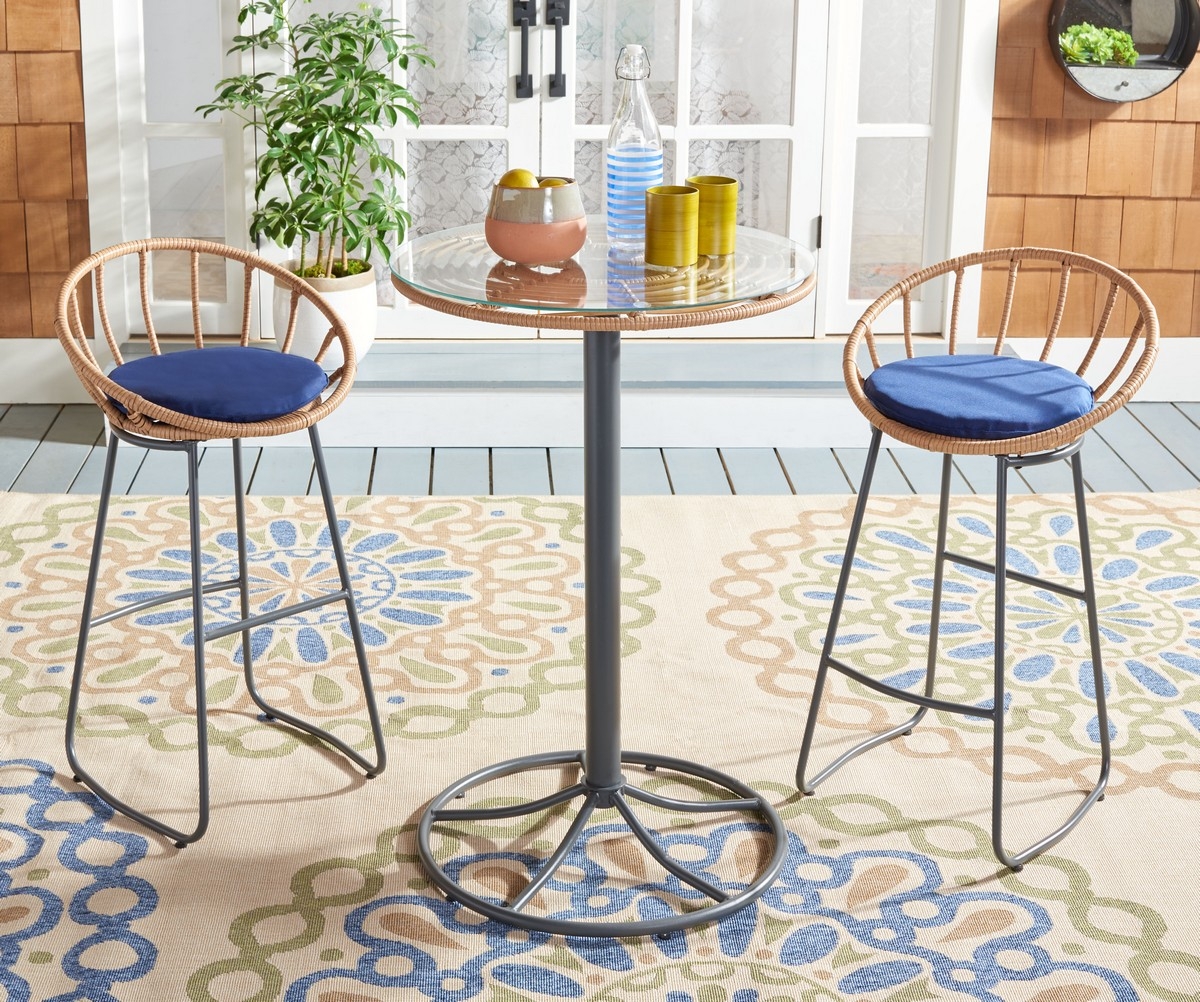 Lersa 3 Pc Lounger Set - Natural/Navy - Safavieh - Image 1