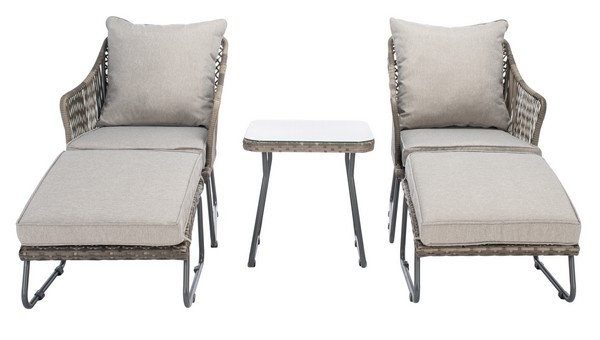 Indoor-Outdoor Narda 5 Pc Lounger Set - Grey/Grey - Safavieh - Image 0