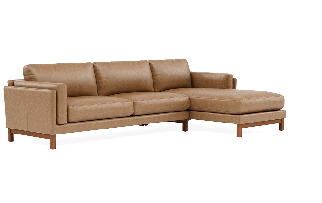 Gaby Leather 3-Seat Right Chaise Sectional - Image 1