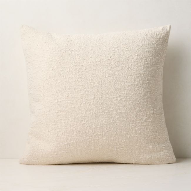 Ivory Boucle Throw Pillow with Feather-Down Insert 20"x20" - Image 0