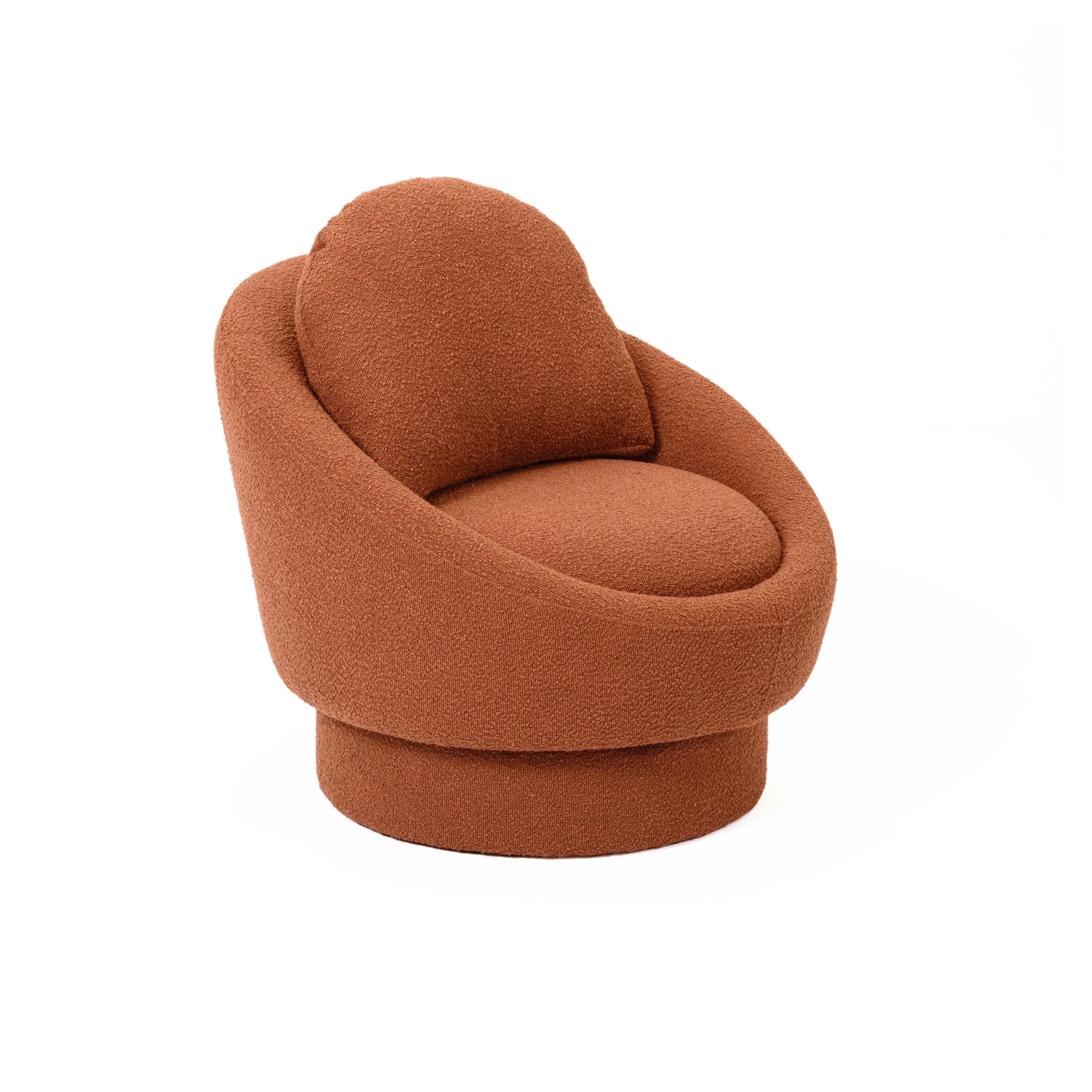 Sammy Saffron Red Boucle Swivel Lounge Chair - Image 0