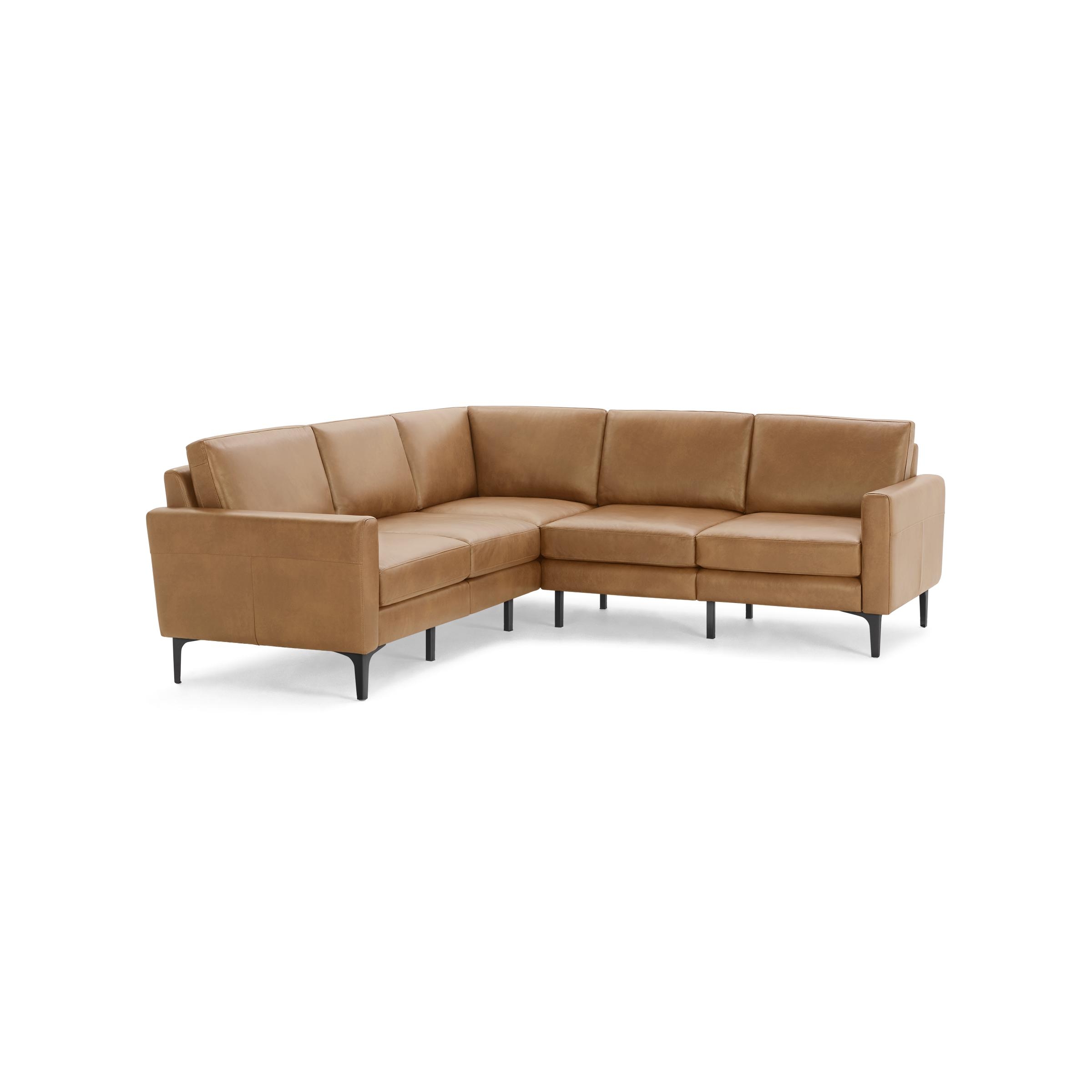 The Block Nomad Leather 5-Seat Corner Sectional in Camel - Image 1