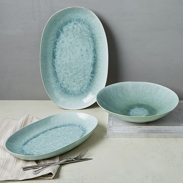 Reactive Glaze Large Oval Platter, Celadon - Image 3
