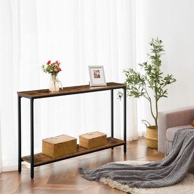 Console Table,Narrow Sofa Table With Shelf, Industrial Entryway Table For Living Room, Hallway, Foyer, Corridor, Office, Wood Look Accent Entrance Table - Image 0