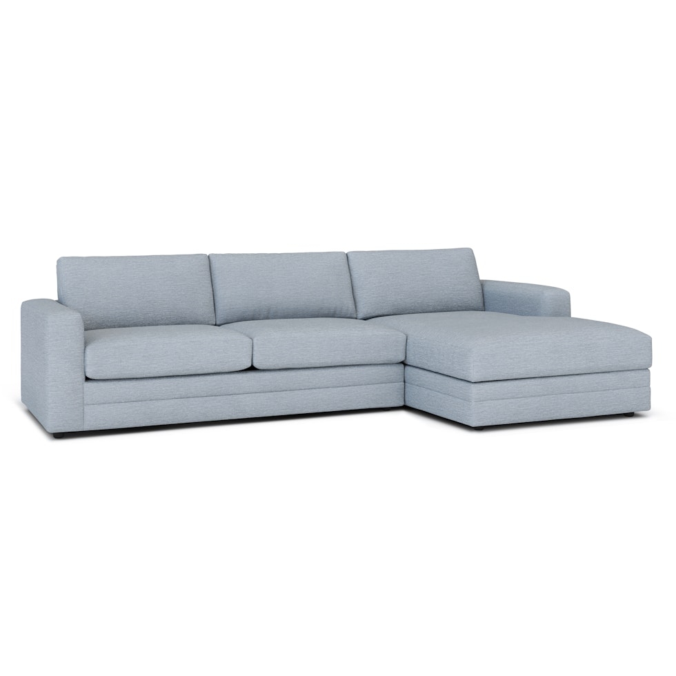 Riley 118" Right Storage Sleeper Sectional - Silver Light Blue - Image 0