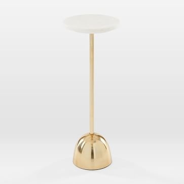 Marble + Brass Drink Table, Round, Metal, Marble - Image 0