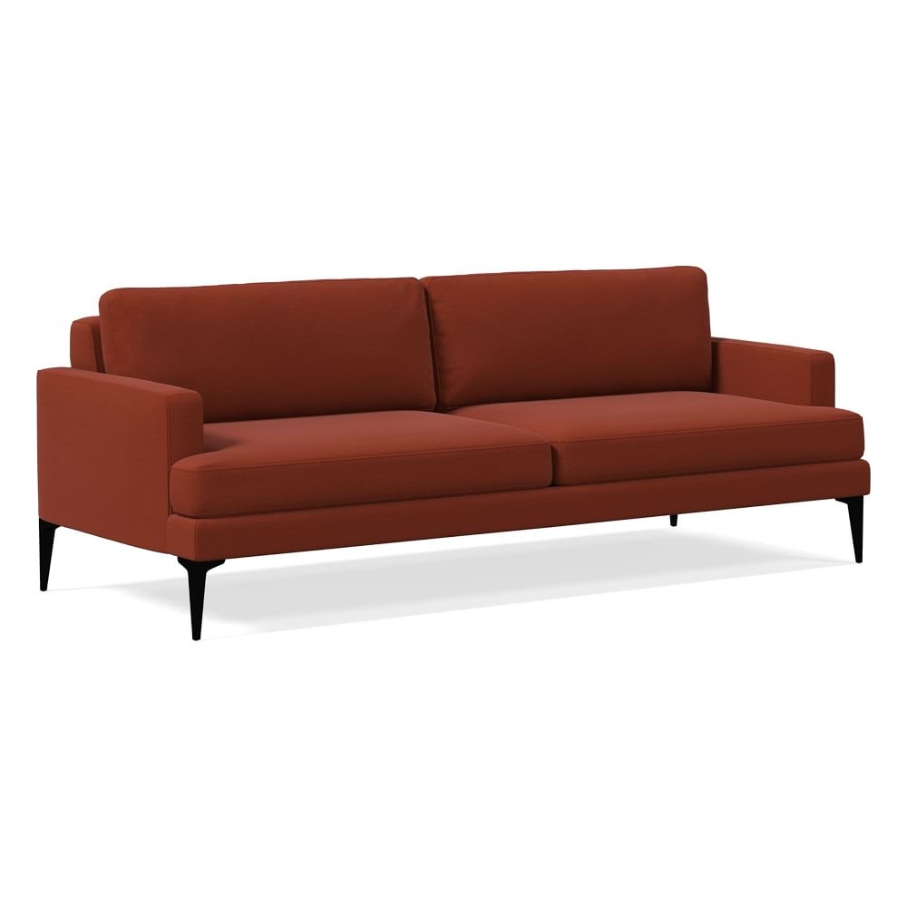 Andes 86" Multi-Seat Sofa, Petite Depth, Distressed Velvet, Burnt Umber, Dark Pewter - Image 0