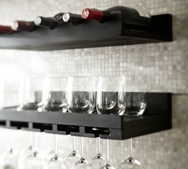 Holman Entertaining Shelves, S/2 Bottle &amp; Glass Shelves, Charcoal - Image 0