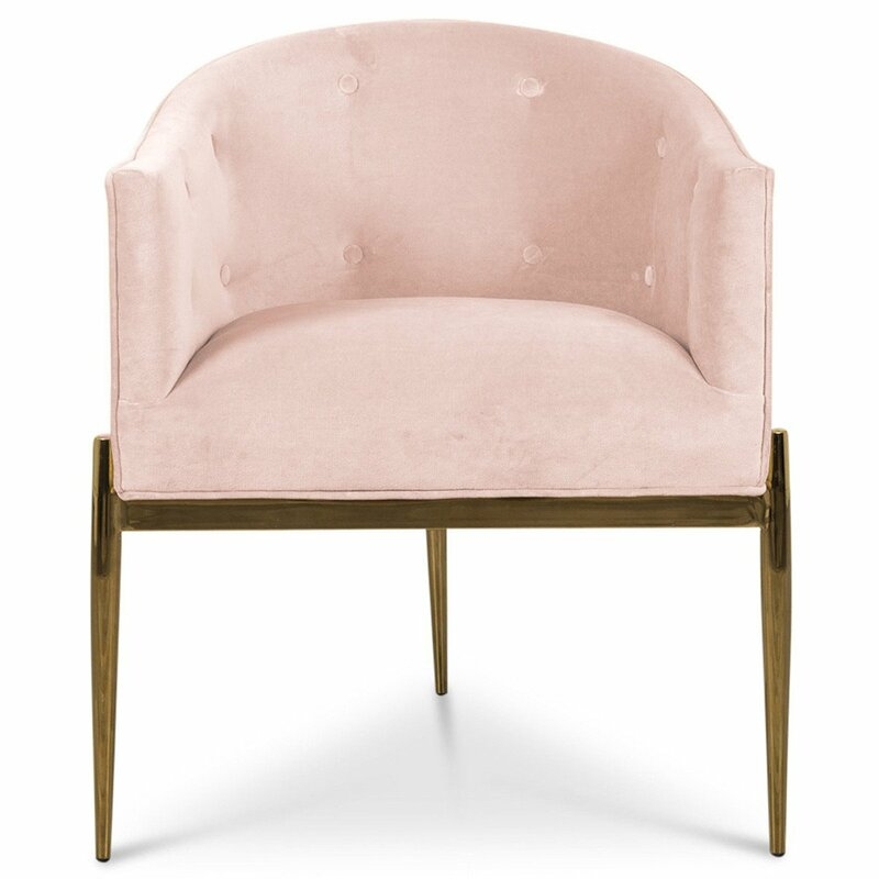 Art Deco Upholstered Dining Chair Upholstery Color: Blush Pink - Image 0