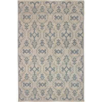 One-of-a-Kind Schwenk Hand-Knotted Ivory/Blue 5'8" x 8'8" Wool Area Rug - Image 0