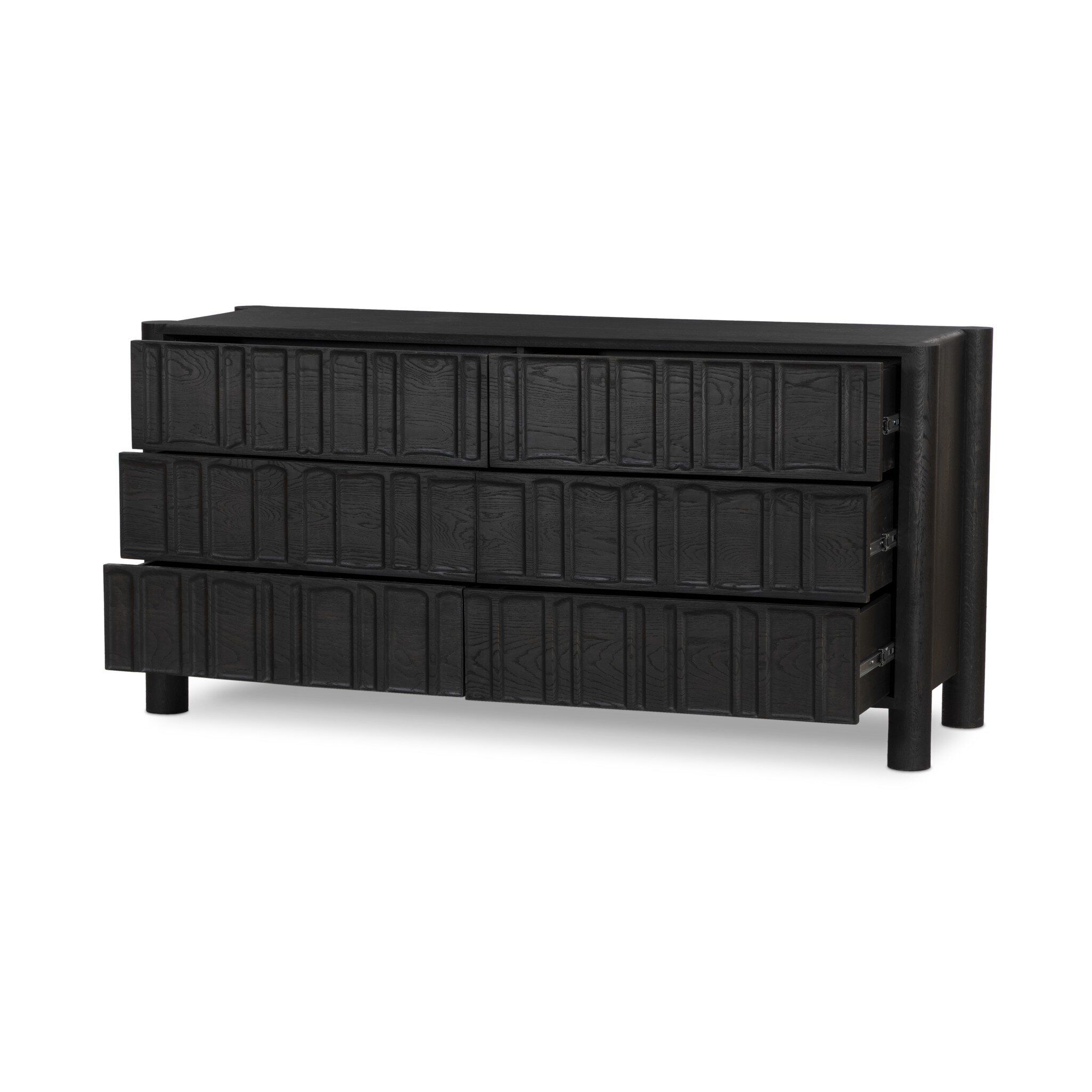 Ezri 6 Drawer Dresser - Carved Black Oak - Image 7