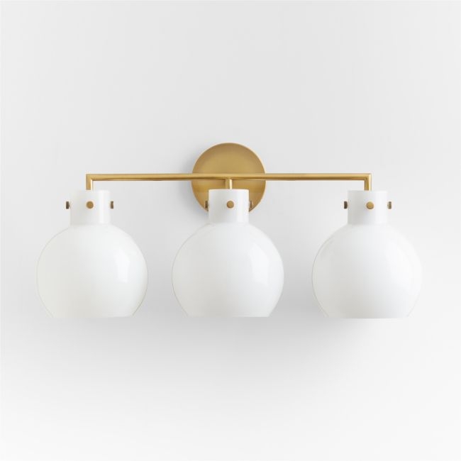 Dakota Brass 3-Light Wall Sconce with Milk Glass Globe - Image 0