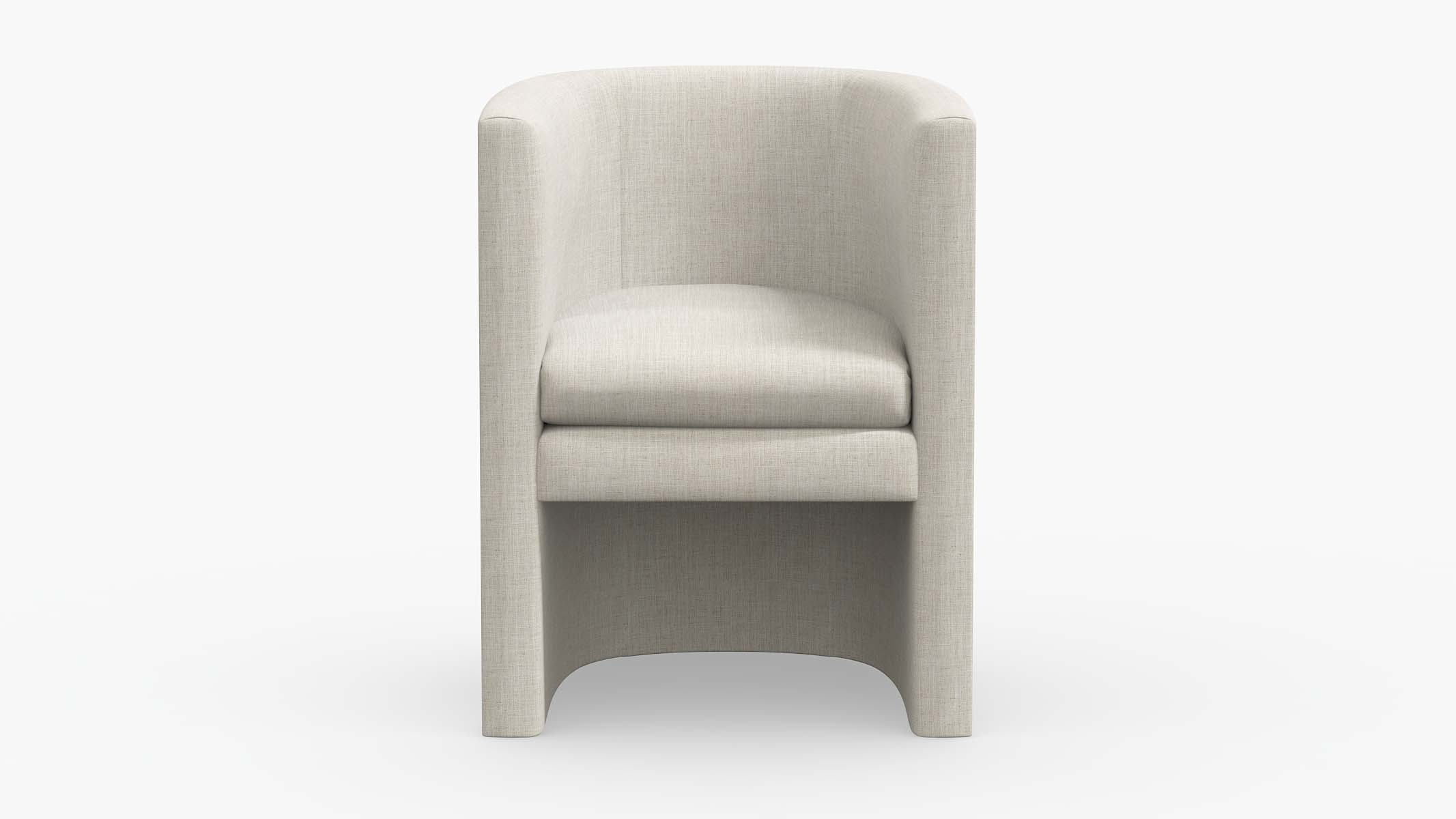 Barrel Back Dining Chair, Talc Everyday Linen - Image 1