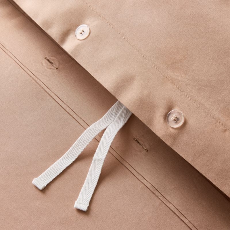 Classic Organic Cotton Sateen 520 Thread Count Dark Taupe Full/Queen Duvet Cover - Image 4