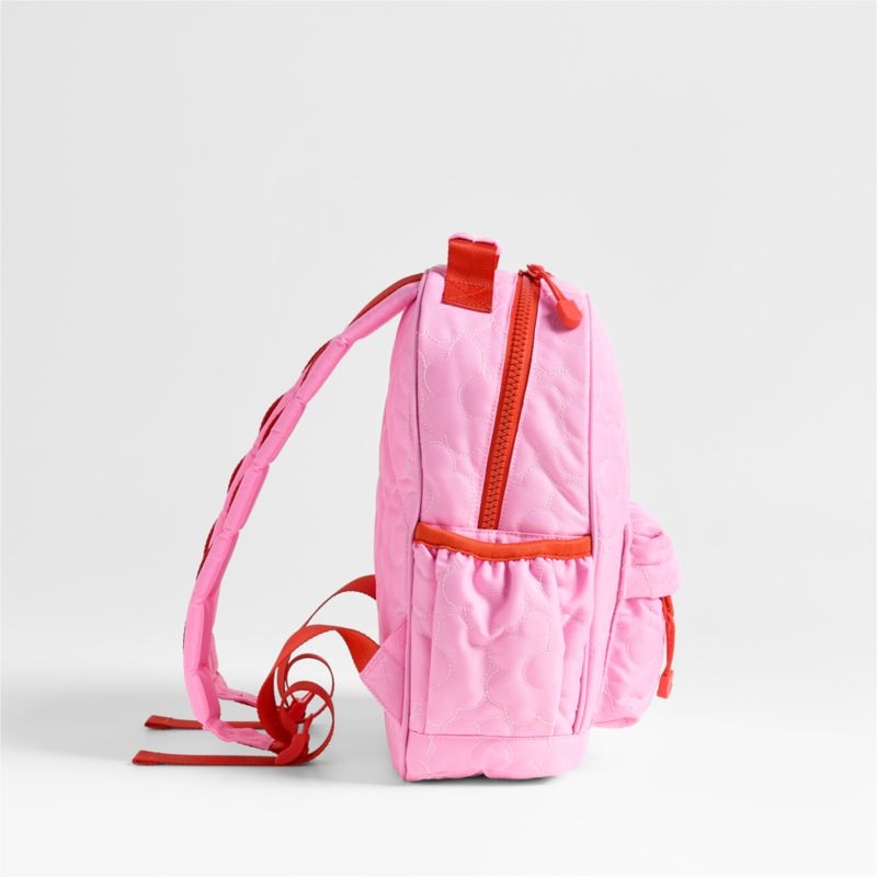 Dreamer Quilted Pink Flower Small Kids Backpack with Side Pockets - Image 3