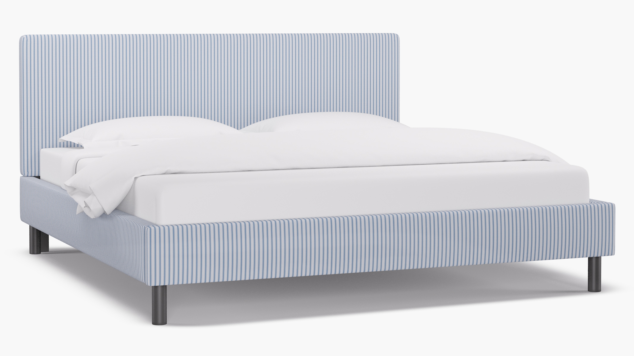 Tailored Platform Bed, Cornflower Classic Ticking Stripe, King - Image 0