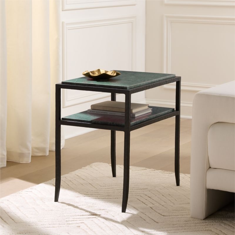 Sergio Green Marble and Iron Side Table - Image 4