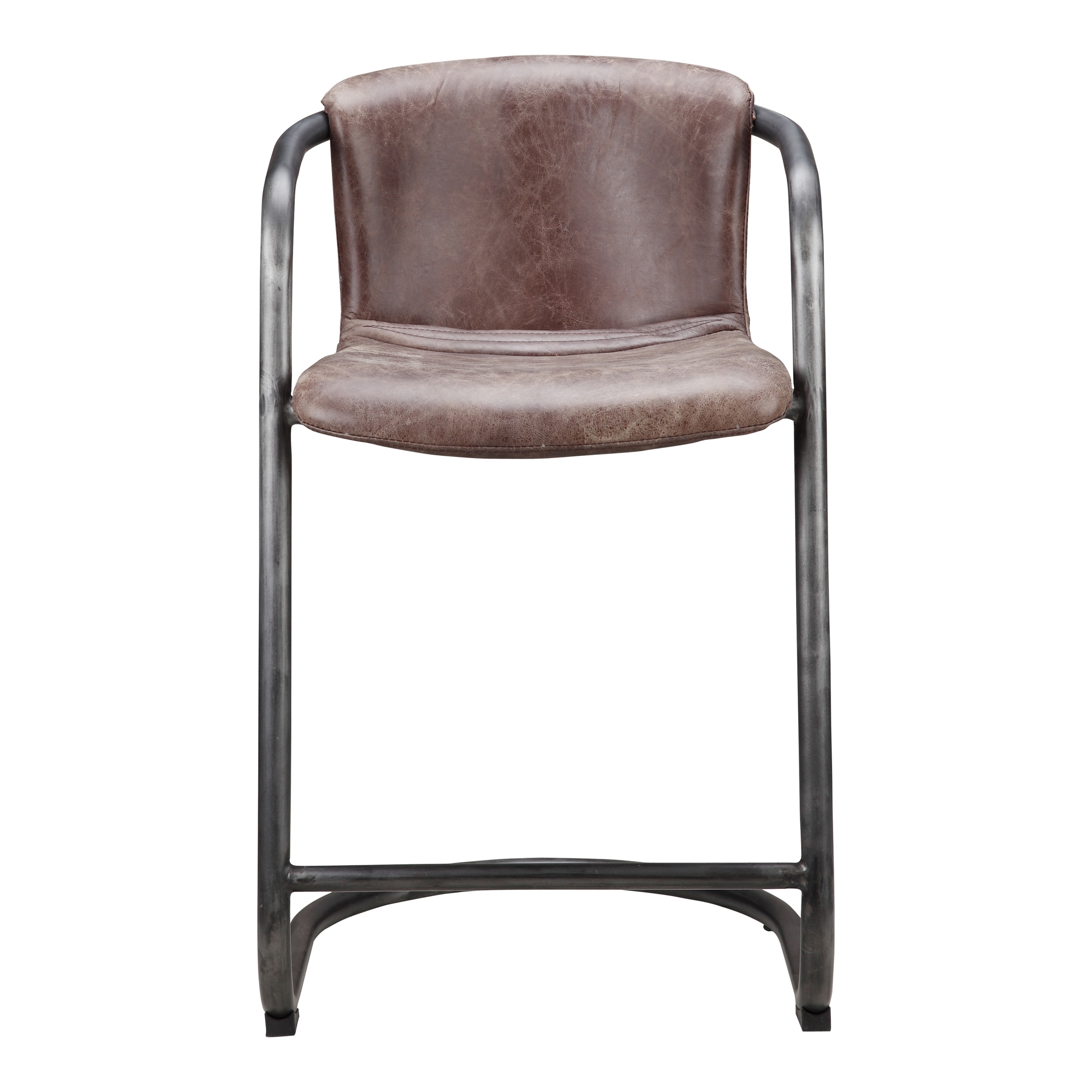 Freeman Counter Stool Grazed Brown Leather - Set Of Two - Image 0