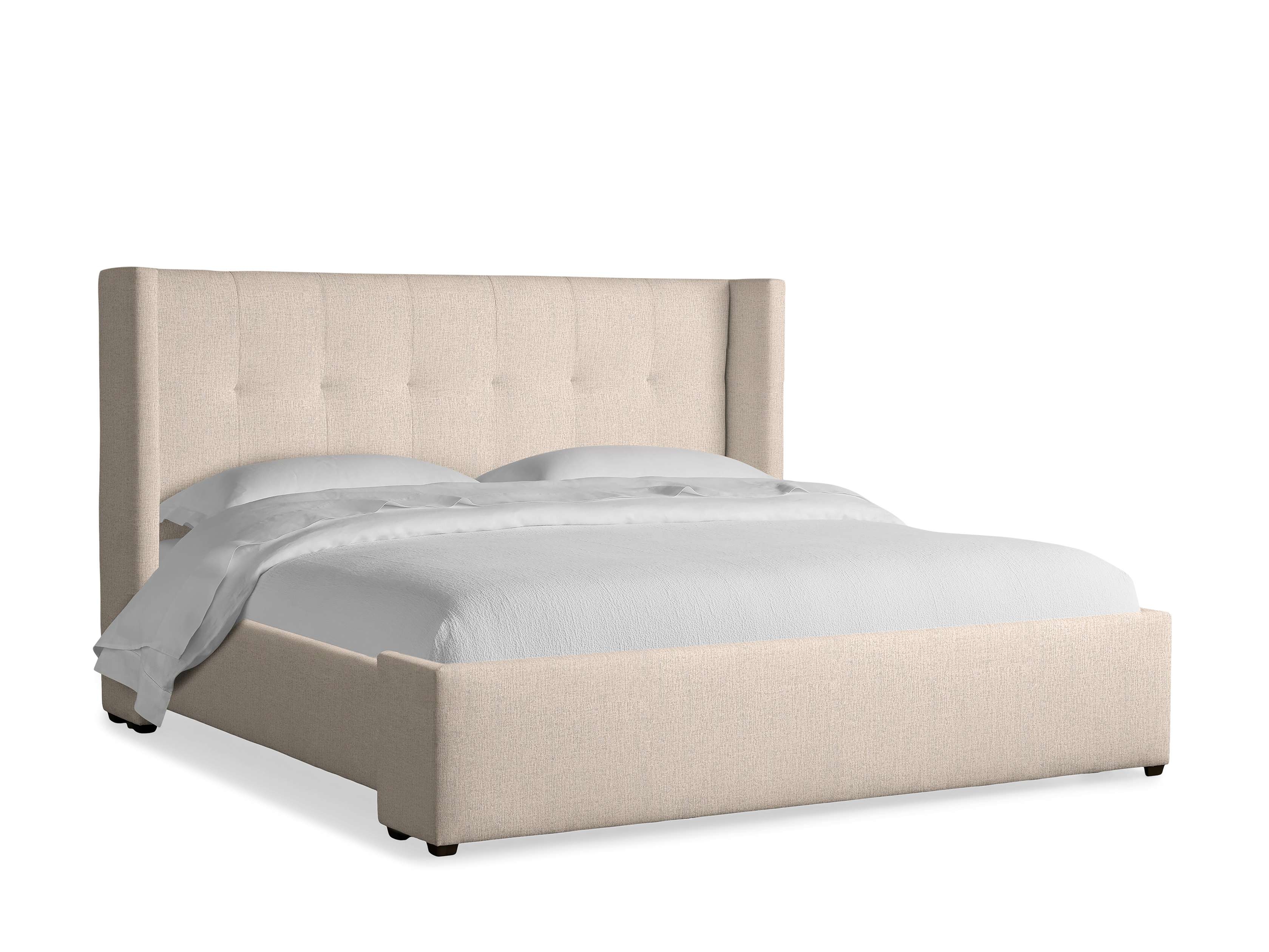 Wyller Box-Tufted Bed with Low Footboard in Upholstered Queen None  Tania Cashmere/52" - Image 0