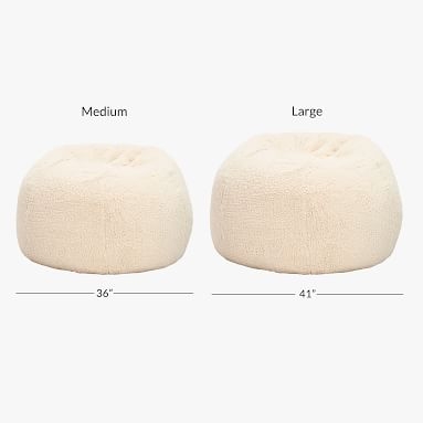 Recycled Blend Sherpa Bean Bag Chair Cover + Insert, Medium, Ivory/White - Image 4