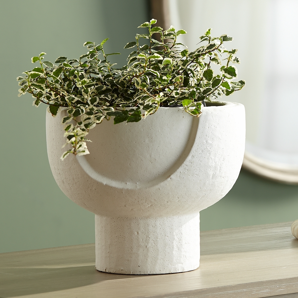 Bletheny White Ceramic Pedestal Decorative Bowl - Image 0