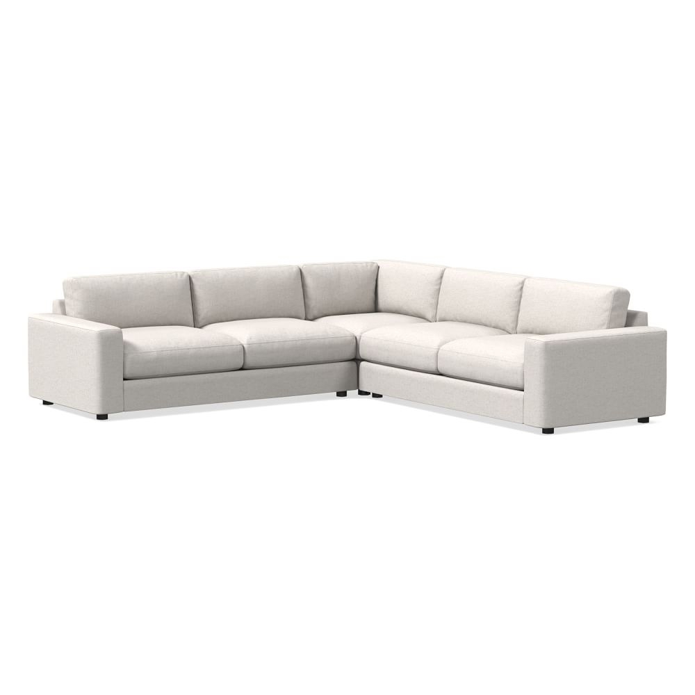 Urban 116" 3-Piece L-Shaped Sectional, Performance Coastal Linen, White, Down Blend Fill - Image 0