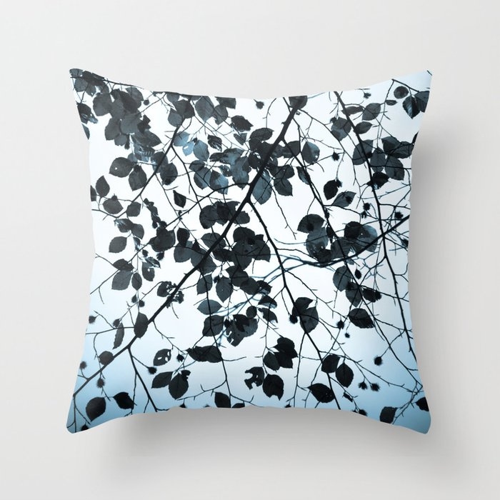 Foliage Blue Throw Pillow by Iris Lehnhardt - Cover (16" x 16") With Pillow Insert - Indoor Pillow - Image 0
