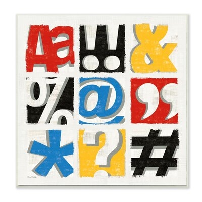 Computer Font and Symbols Collage Red Yellow Blue by Albena Hristova - Graphic Art Print - Image 0