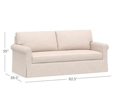 York Roll Arm Slipcovered Loveseat 72.5", Down Blend Wrapped Cushions, Performance Brushed Basketweave Oatmeal - Image 5