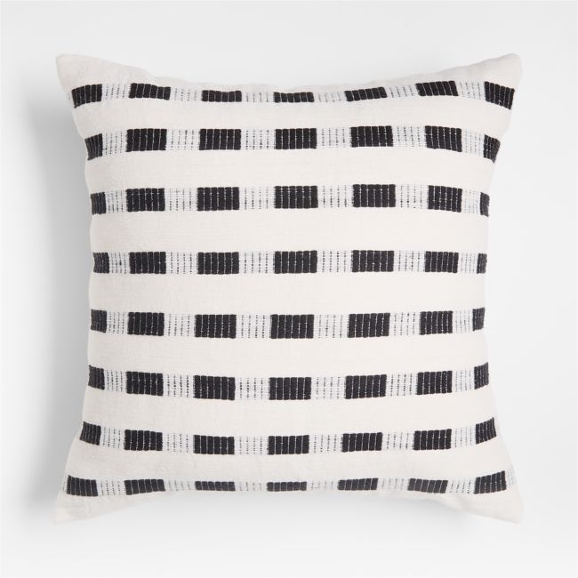 Bolé Road Bertu Ethiopian Cotton 20"x20" Onyx Black Throw Pillow with Microfiber Insert - Image 0
