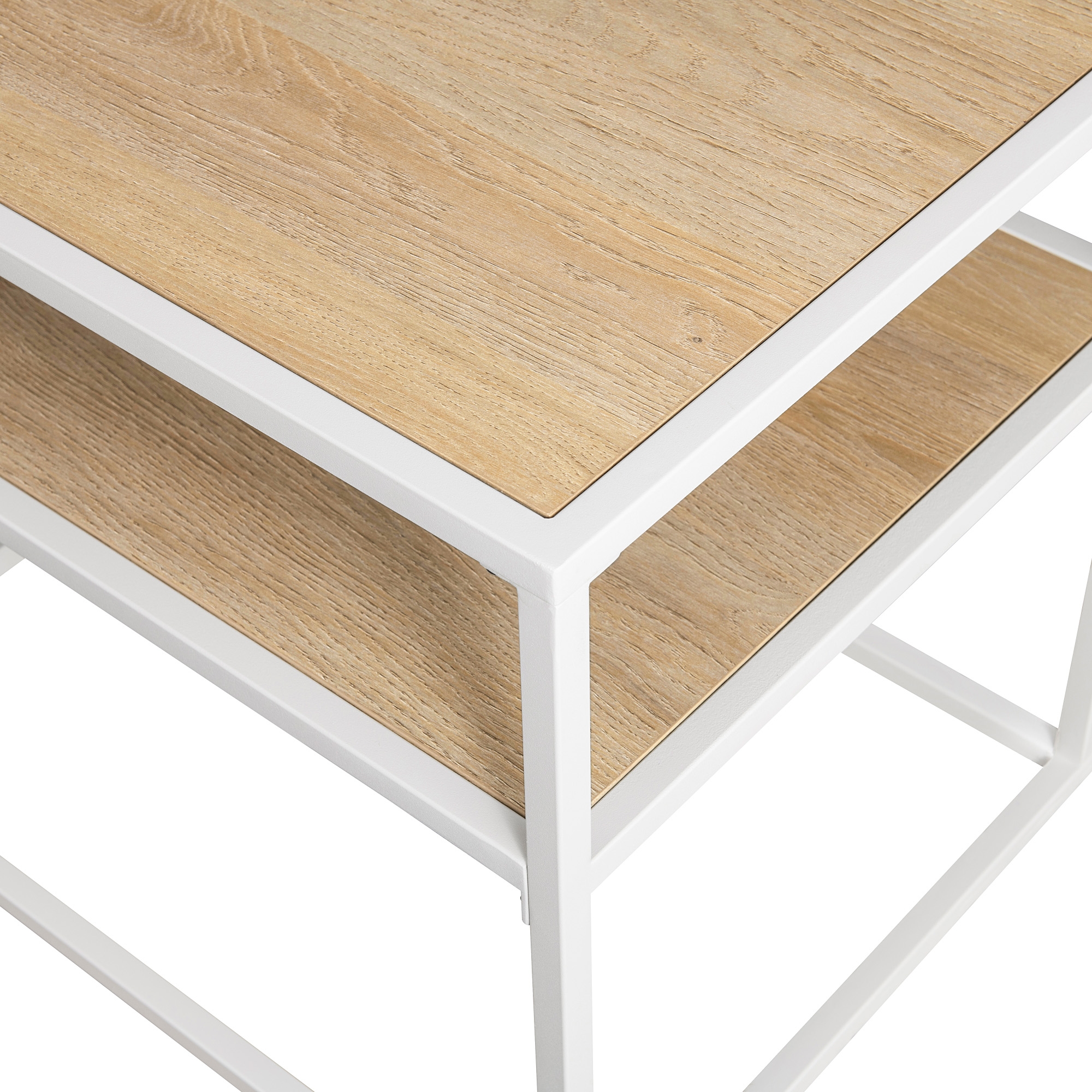 Modern Floating Shelf Metal and Wood TV Stand for TVs up to 43” - Coastal Oak / White - Image 6