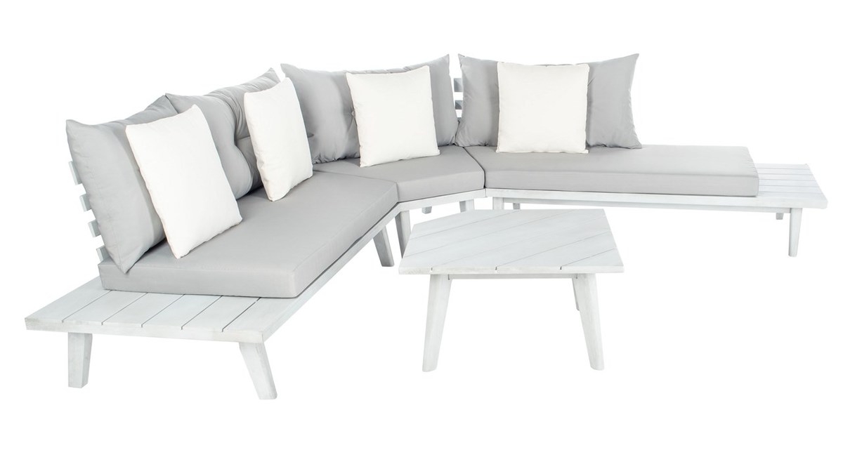 Lansen 4 Pc Corner Living Set - Grey/Gry + Solid P - Safavieh - Image 5
