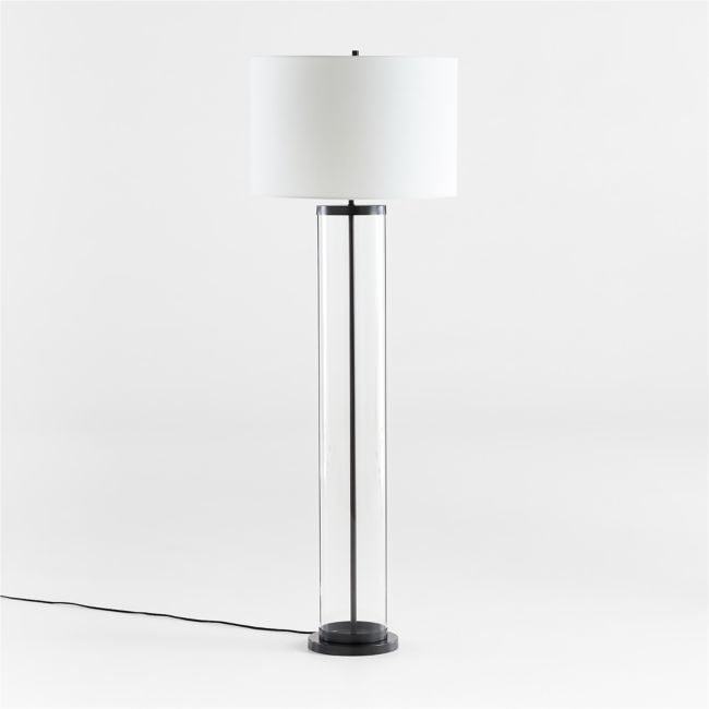 Promenade Black Floor Lamp with White Shade - Image 0
