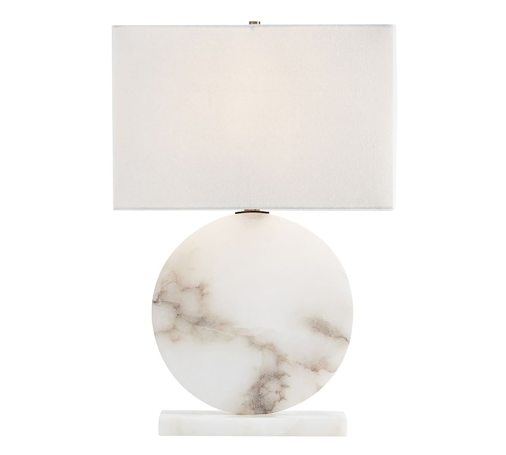 Zoe Alabaster Table Lamp, Large 24"H , White Rectangular Shade - Image 0
