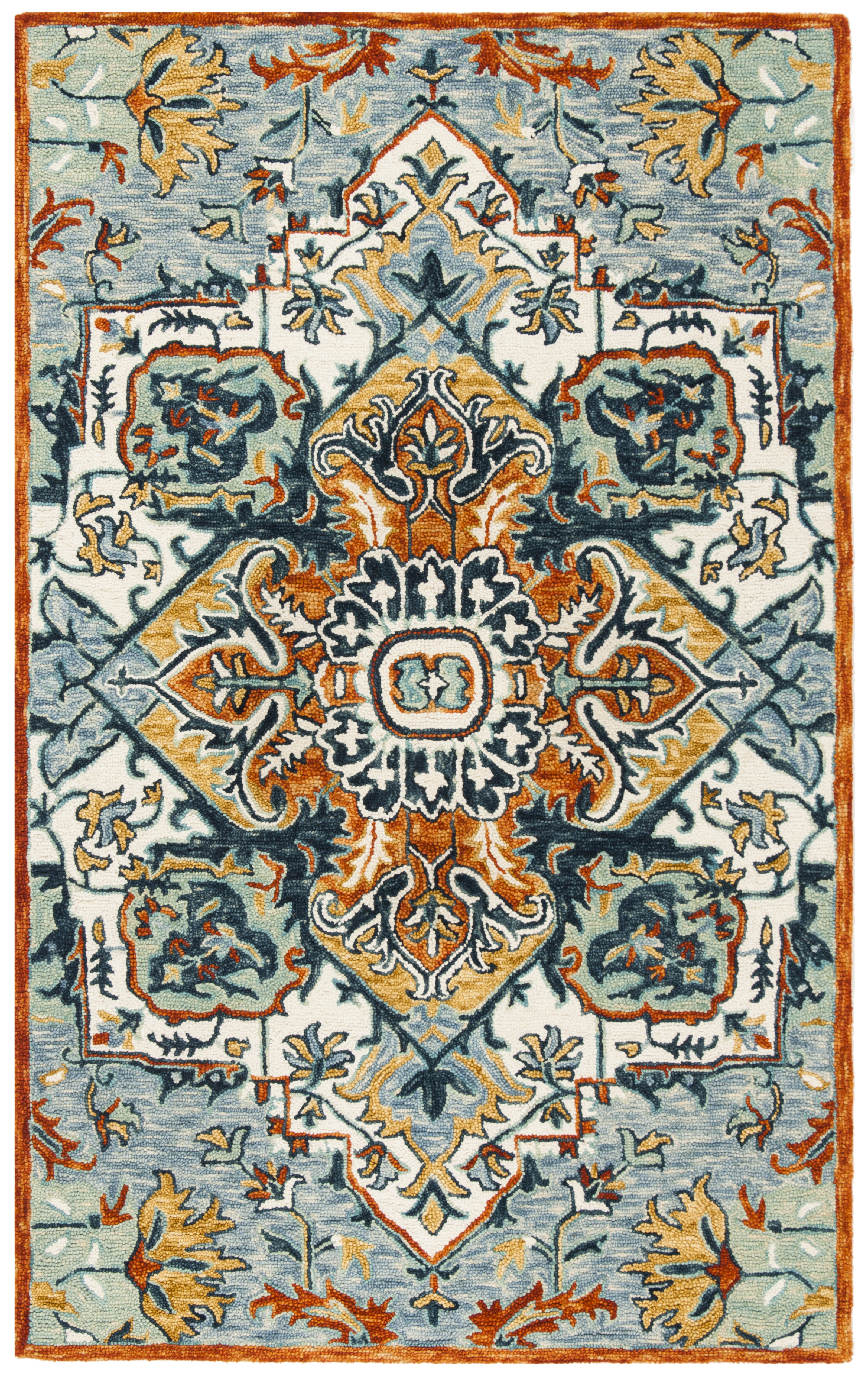 Arlo Home Hand Tufted Area Rug, APN312A, Blue/Rust,  5' X 8' - Image 0